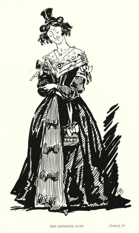 Dickens karaktär: The Spinster Aunt (litho) av Captain Edward Henry Handley Read