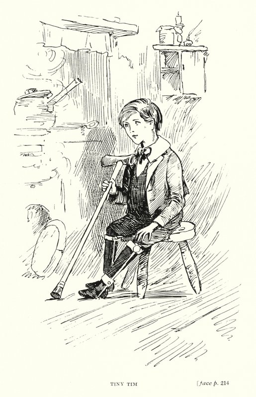 Dickens karaktär: Tiny Tim (litho) av Captain Edward Henry Handley Read