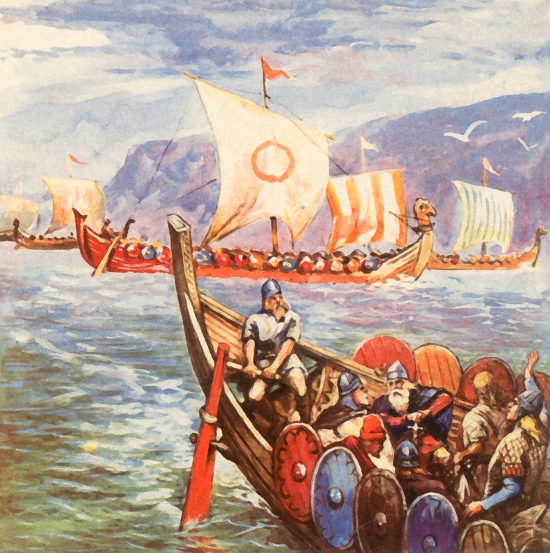 Willinger-flottan (förstärkt färglitografi) av Carl Arriens