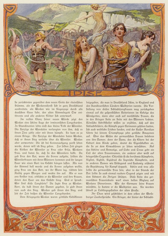 Idis, germansk gudinna (färg litho) av Carl Emil Doepler