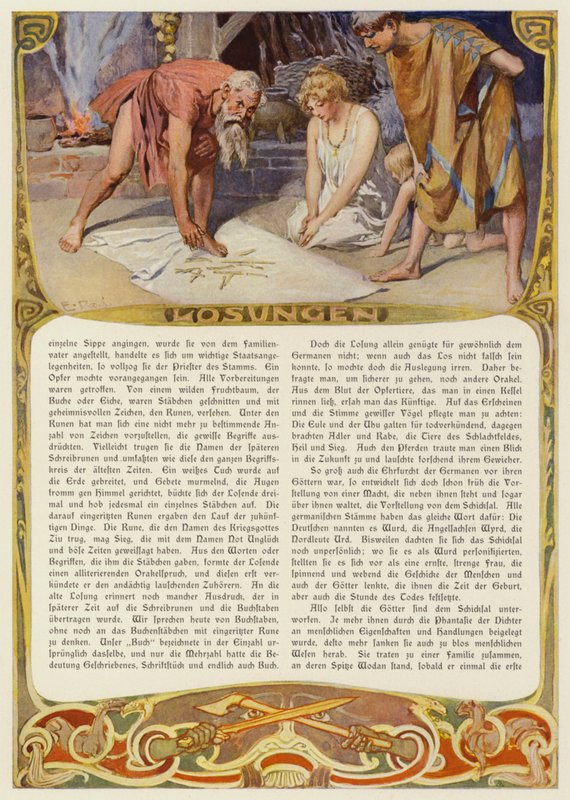 Läser runorna (färg litho) av Carl Emil Doepler