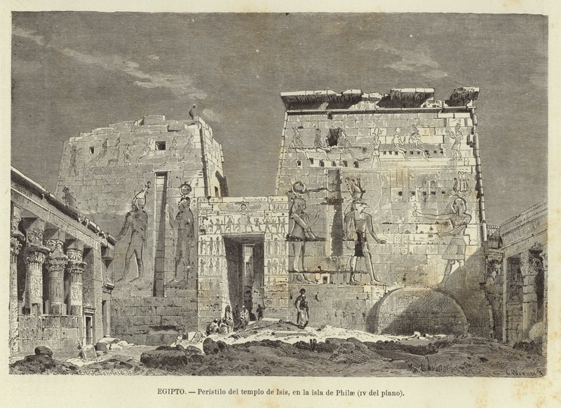 Egypten - Kolonnaden av Isis tempel på Philae Island av Carl Friedrich Heinrich Werner