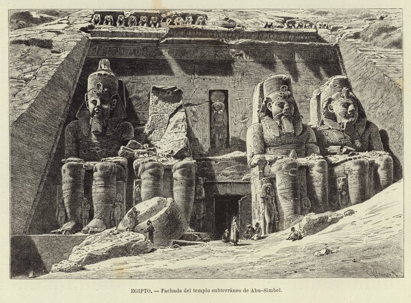 Egypten - Fasad av det underjordiska templet Abu Simbel av Carl Friedrich Heinrich Werner