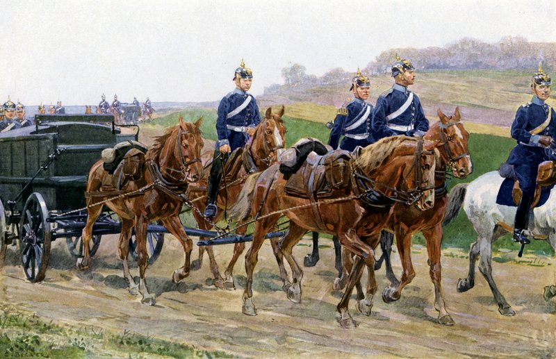 Den tyska arméns försörjningskolonn på marschen (färg litho) av Carl Ludwig Friedrich (after) Becker