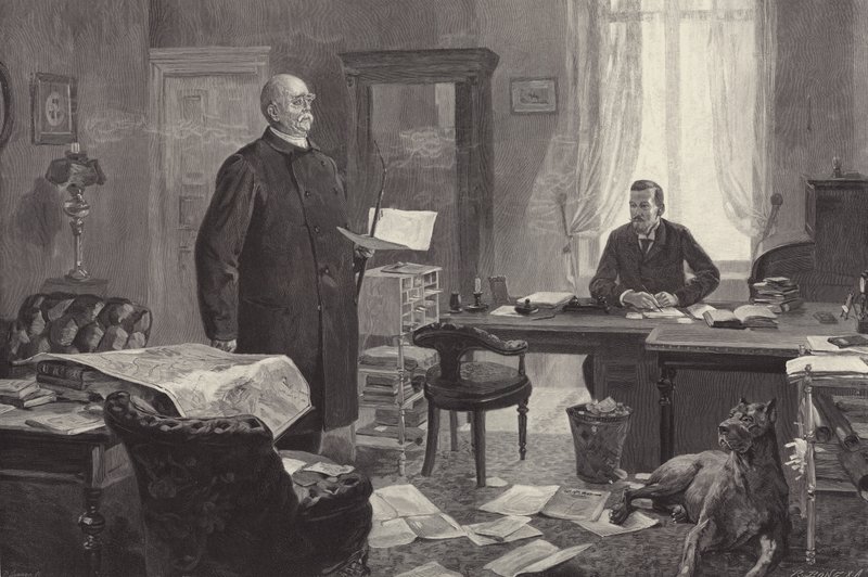 Bismarck dikterar sina memoarer (gravyr) av Carl Ludwig Friedrich Becker