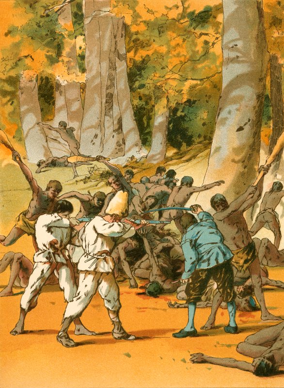 En livlig konflikt för Robinson Crusoe av Carl Marr