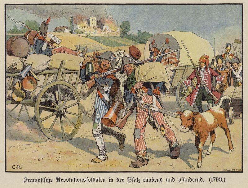 Franska soldater rånar och plundrar i Pfalz av Carl Röchling