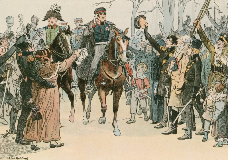 Fredrik Wilhelm III, kung av Preussen (1770-1840), i ett tal till allmänheten i Wroclaw i mars 1813. av Carl Rohling