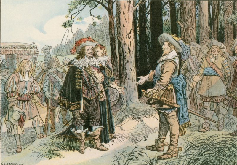 George William träffade Gustavus Adolphus av Sverige i Kopenick 1631 av Carl Rohling