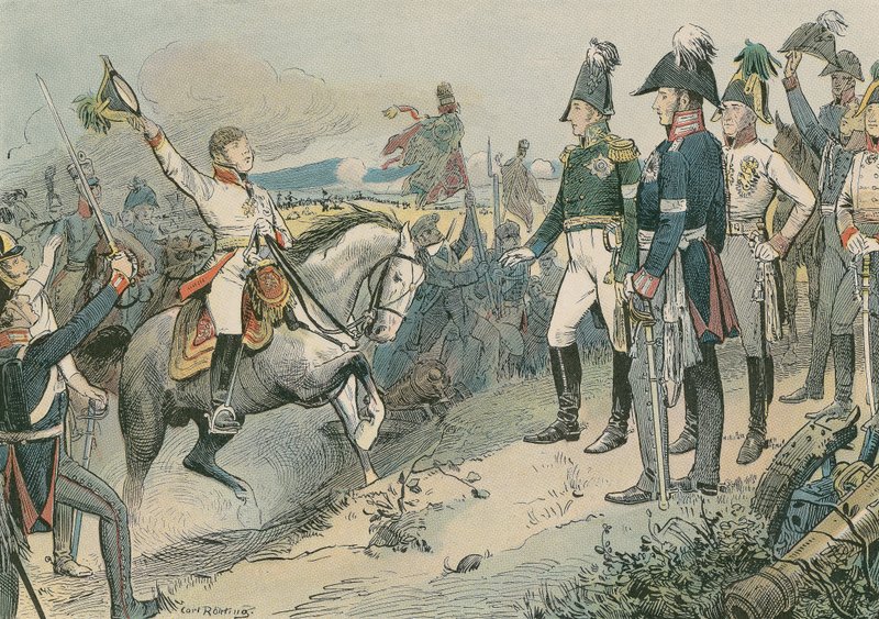De tre allierade härskarna i slaget vid Leipzig 1813. av Carl Rohling
