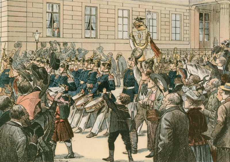 Wilhelm I, kung av Preussen och förste tyska kejsaren (1797-1888) vid det "historiska hörnfönstret" av Carl Rohling