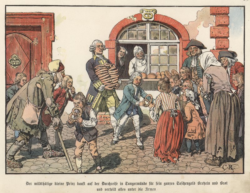 Kronprins Fredrik av Preussen ger bröd till de fattiga av Carl Röchling
