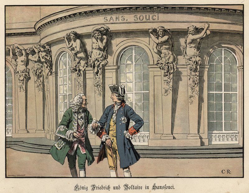 Fredrik den store och Voltaire i Sanssouci av Carl Röchling