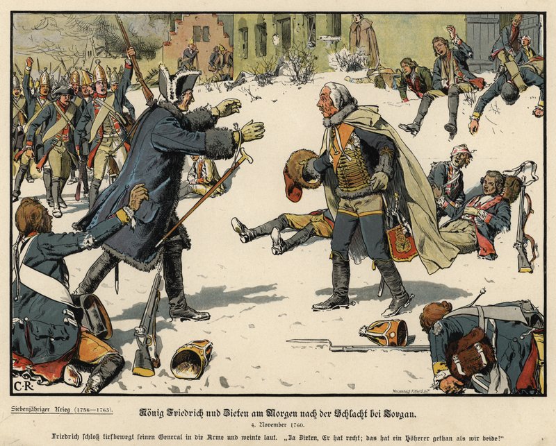 Fredrik den store av Preussen och general Zieten på morgonen efter slaget vid Torgau av Carl Röchling