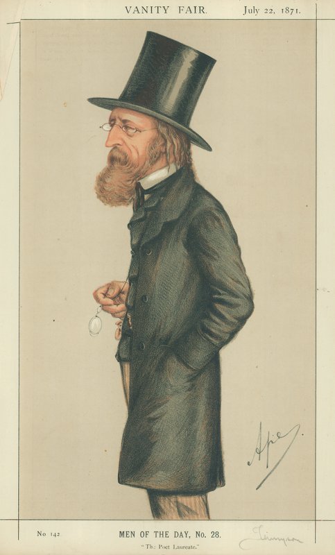 Alfred Tennyson, The Poet Laureate, 22 juli 1871, Vanity Fair-karikatyr. av Carlo Pellegrini