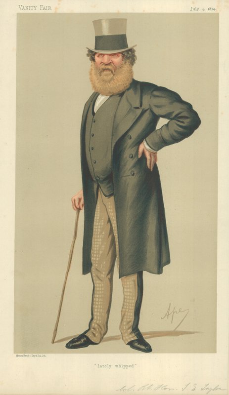 Överste The Right Hon Thomas Edward Taylor, Lately whipped, 4 juli 1874, Vanity Fair-tecknad film av Carlo Pellegrini