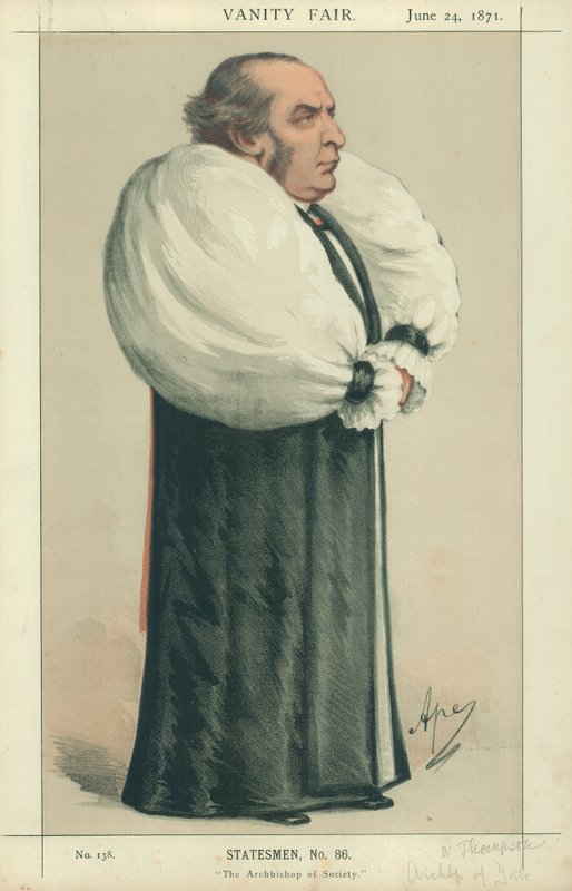 Dr Thomson, ärkebiskopen av York, samhällets ärkebiskop, 24 juni 1871, Vanity Fair-tecknad serie av Carlo Pellegrini