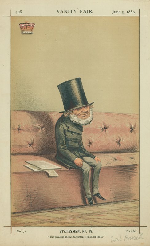 Earl of Russell, Moderna tidens största liberala statsmän, 5 juni 1869, Vanity Fair-tecknad film av Carlo Pellegrini