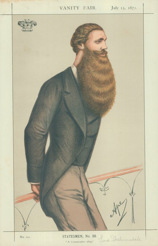 Lord Skelmersdale, en konservativ piskare, 15 juli 1871, Vanity Fair-karikatyr av Carlo Pellegrini