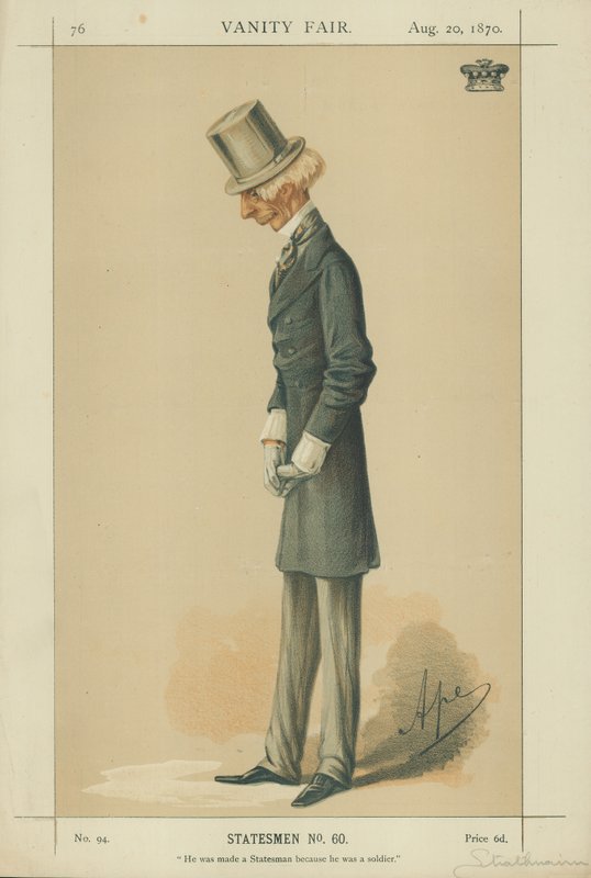Lord Strathnairn, han gjordes till statsman eftersom han var en soldat, 20 augusti 1870, Vanity Fair tecknad serie av Carlo Pellegrini