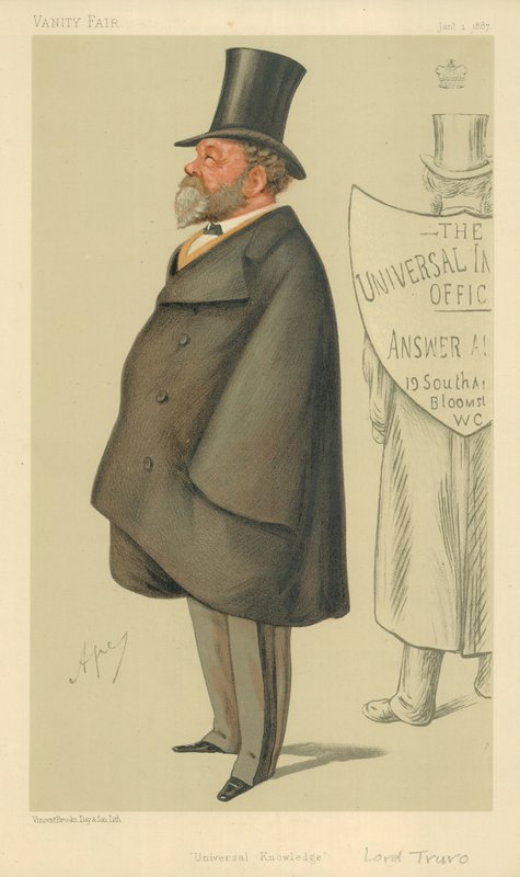 Lord Truro, Universal Knowledge, 1 januari 1887, Vanity Fair-karikatyr. av Carlo Pellegrini