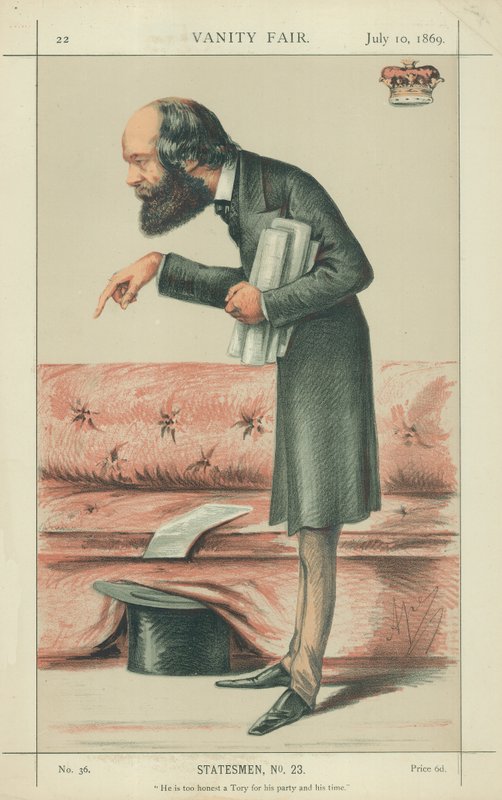 Markis av Salisbury, Han är en alltför ärlig Tory för sitt parti och sin tid, 10 juli 1869, Vanity Fair-karikatyr. av Carlo Pellegrini
