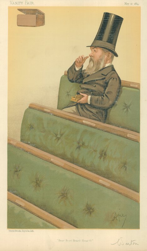 Mr Charles Nicholas Warton, Hear Hear Hear Hear Hear, 10 maj 1884, Vanity Fair-karikatyr. av Carlo Pellegrini