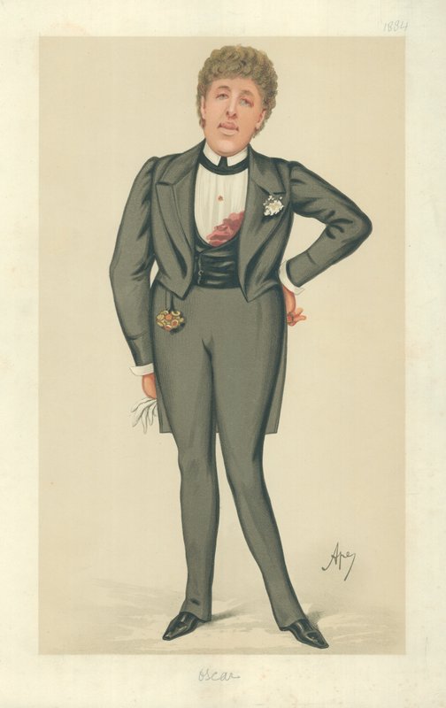 Mr. Oscar Wilde, Oscar, 24. maj 1884, Vanity Fair tegnefilm swed av Carlo Pellegrini
