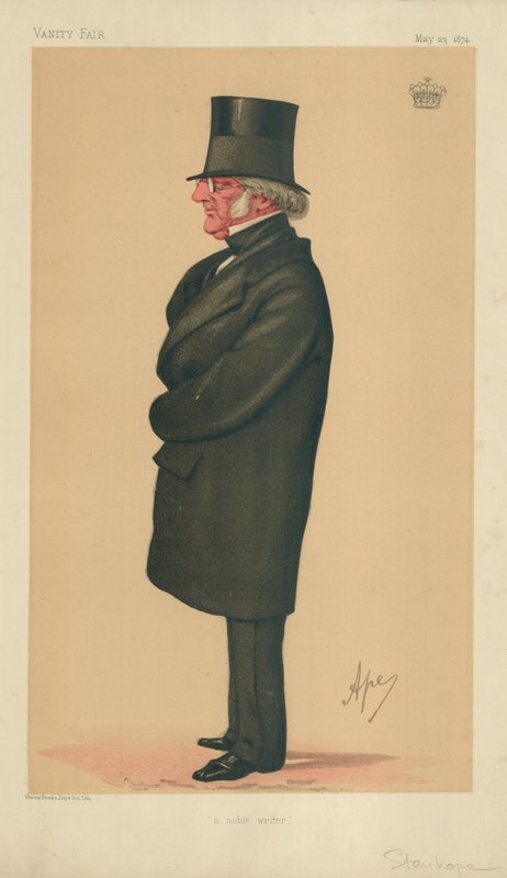 Philip-Henry Stanhope Stanhope, A Noble Writer, 23 maj 1874, Vanity Fair-karikatyr av Carlo Pellegrini