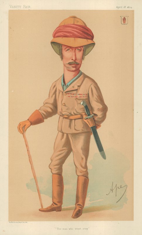 Sir Garnet J Wolseley, The man who will not stop, 18 april 1874, Vanity Fair tecknad film av Carlo Pellegrini