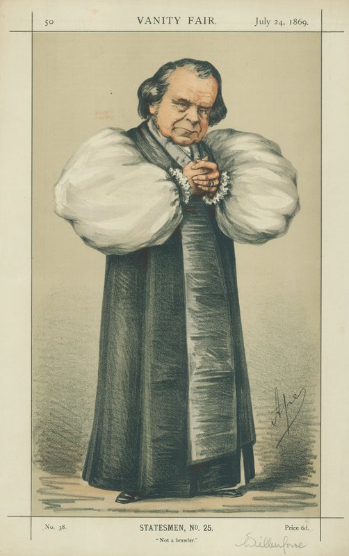 The Bishop of Oxford, Not a brawler, 24 juli 1869, Vanity Fair-tecknad film av Carlo Pellegrini