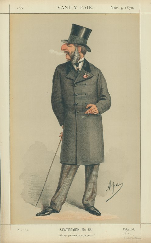The Hon J C Vivian, Always pleasant always genial, 5 november 1870, Vanity Fair-karikatyr. av Carlo Pellegrini