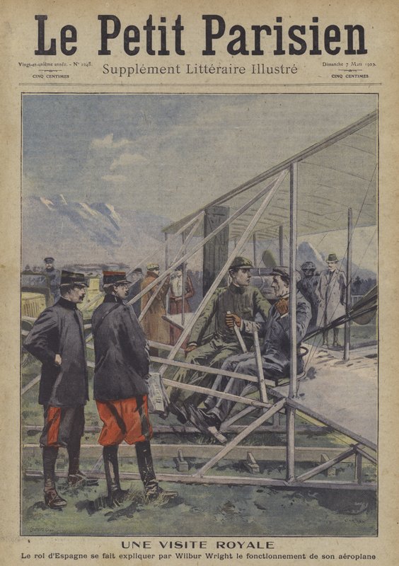 Wilbur Wright förklarar hur sitt flygplan fungerar för kung Alfonso XIII av Spanien av Carrey