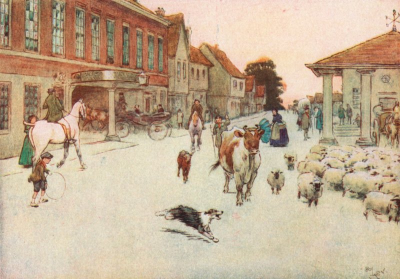 När solen gick ner. . . Vi stannade till på Principal Hotel på Market Place av Cecil Charles Windsor Aldin