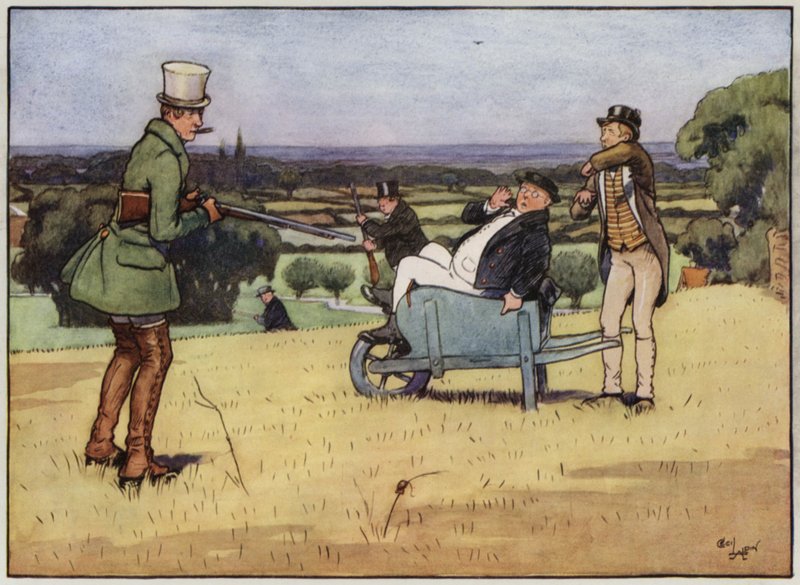 Illustration till The Pickwick Papers av Cecil Aldin (litho i färg) av Cecil Charles Windsor Aldin