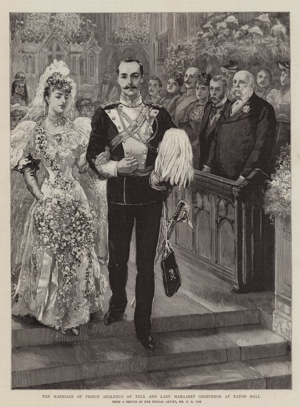 Prins Adolphus av Tecks och Lady Margaret Grosvenors bröllop i Eaton Hall av Charles A. Cox