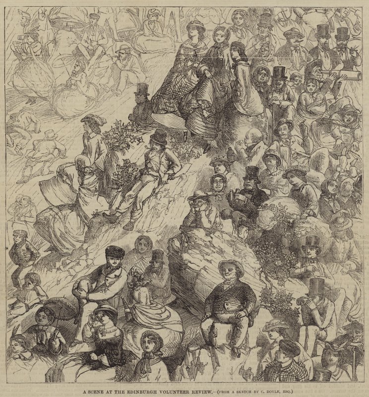 En scen vid Edinburgh Volunteer Review av Charles Altamont Doyle