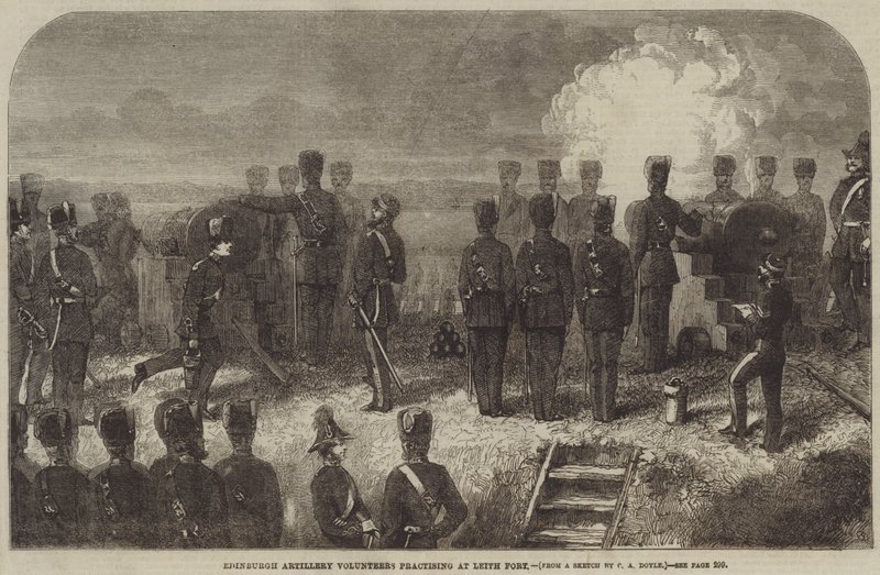 Edinburgh Artillery Volontärer som övar på Leith Fort av Charles Altamont Doyle