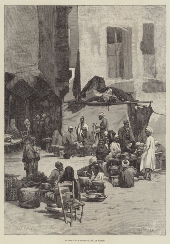 En utomhusrestaurang i Kairo av Charles Auguste Loye