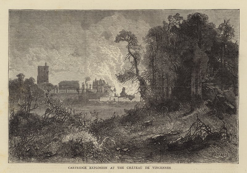 Patronexplosion på Chateau de Vincennes av Charles Auguste Loye