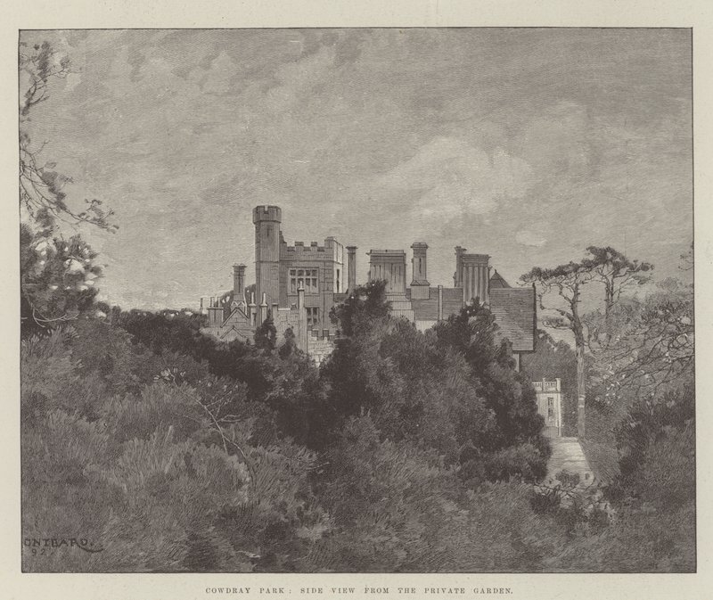 Cowdray Park, sidovy från den privata trädgården av Charles Auguste Loye