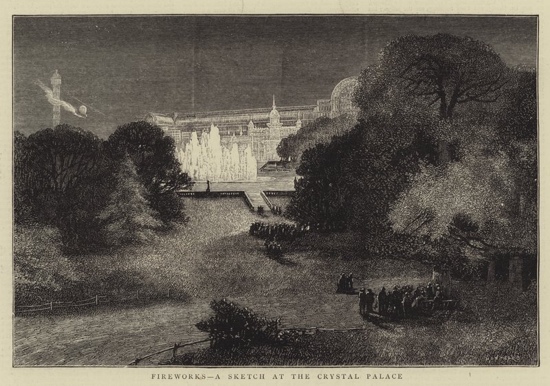 Fyrverkerier, en skiss på Crystal Palace av Charles Auguste Loye