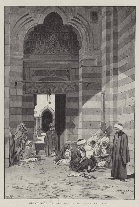 Stora dörren till moskén El Azhar i Kairo av Charles Auguste Loye