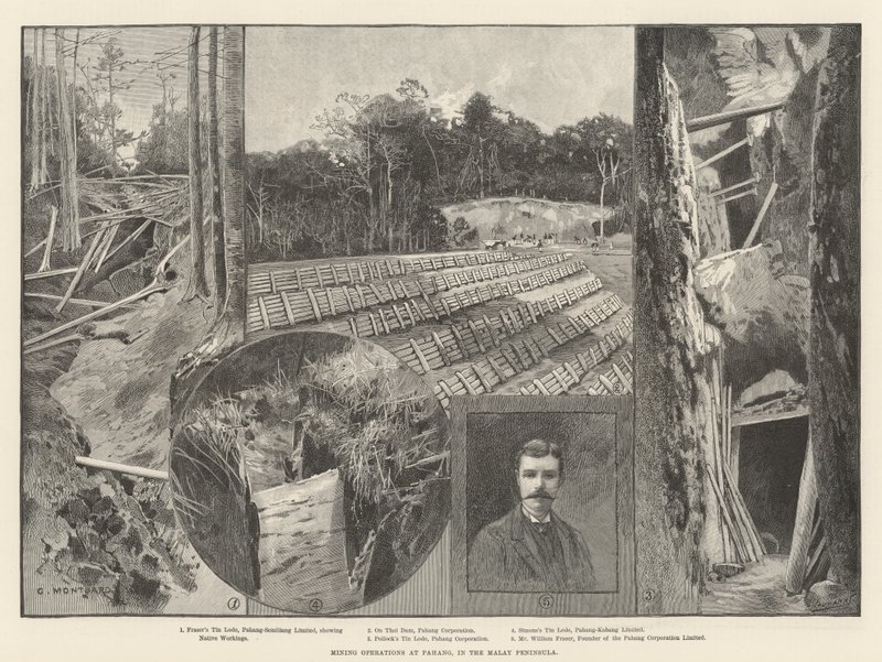 Gruvdrift i Pahang, på den malaysiska halvön av Charles Auguste Loye