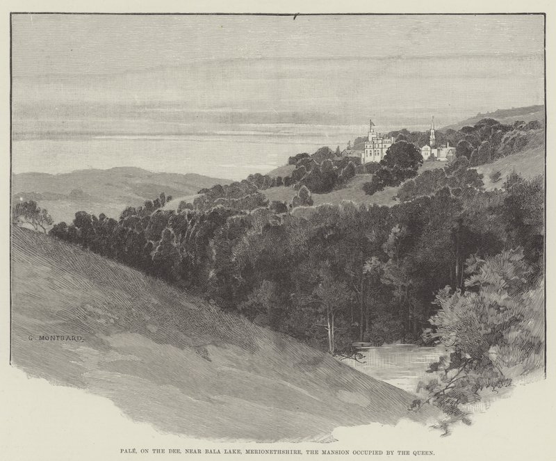 Pale, på Dee, nära Bala Lake, Merionethshire, herrgården ockuperad av drottningen av Charles Auguste Loye
