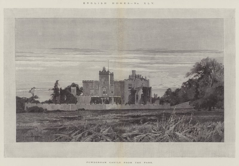 Powderham Castle från parken av Charles Auguste Loye