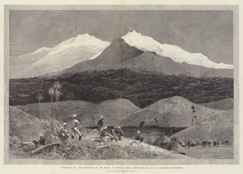 Ruwenzori, eller Månens berg, i Centralafrika, upptäckt av Mr H M Stanleys expedition av Charles Auguste Loye
