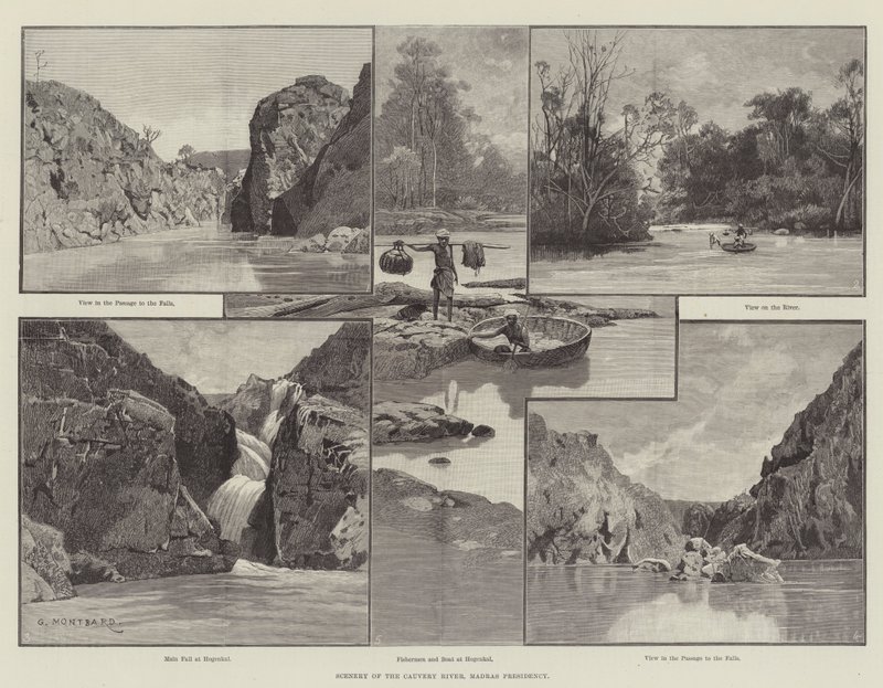 Landskap vid Cauvery-floden, Madras Presidency av Charles Auguste Loye