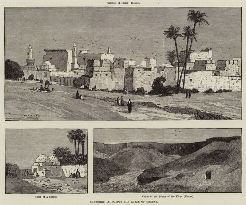Skisser i Egypten, Thebes ruiner av Charles Auguste Loye