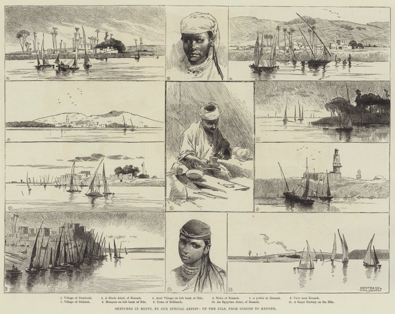 Skisser i Egypten, uppför Nilen, från Girgeh till Kenneh av Charles Auguste Loye